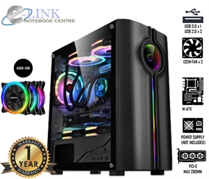 Picture of (NEW GAMING DIY CASING ) GAMING CASING PC INFINITY PLAYER 01 WITH RGB / ARGB FAN , MOTHERBOARD ATX / MICRO - ATX