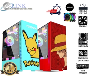 Picture of (NEW GAMING CASING) GAMING CASING PC ONE PIECE 01 / PIKACHU 01 WITH RGB/ARGB FAN , MOTHERBOARD ATX / MICRO - ATX SUPPORT