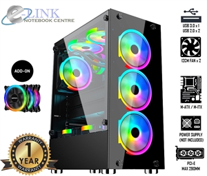 Picture of (NEW GAMING DIY CASING ) GAMING CASING PC NEON 01 WITH RGB / ARGB FAN , MOTHERBOARD ATX / MICRO - ATX SUPPORT